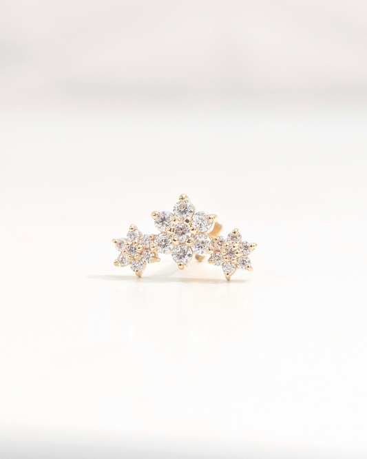 Trio Flower Helix Piercing Earring