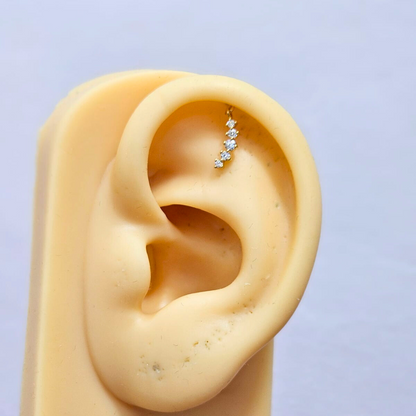 Five Stone Bugadi Helix piercing in Moissanite and Diamond by Vai Ra