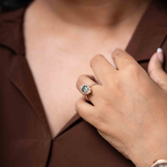 Ocean Green Colored Moissanite and Lab Diamond by Vai Ra