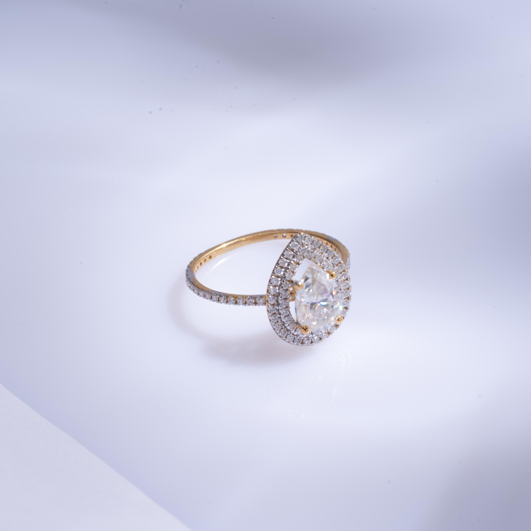 Shyla Halo Ring in Moissanite and Lab Diamond by Vai Ra