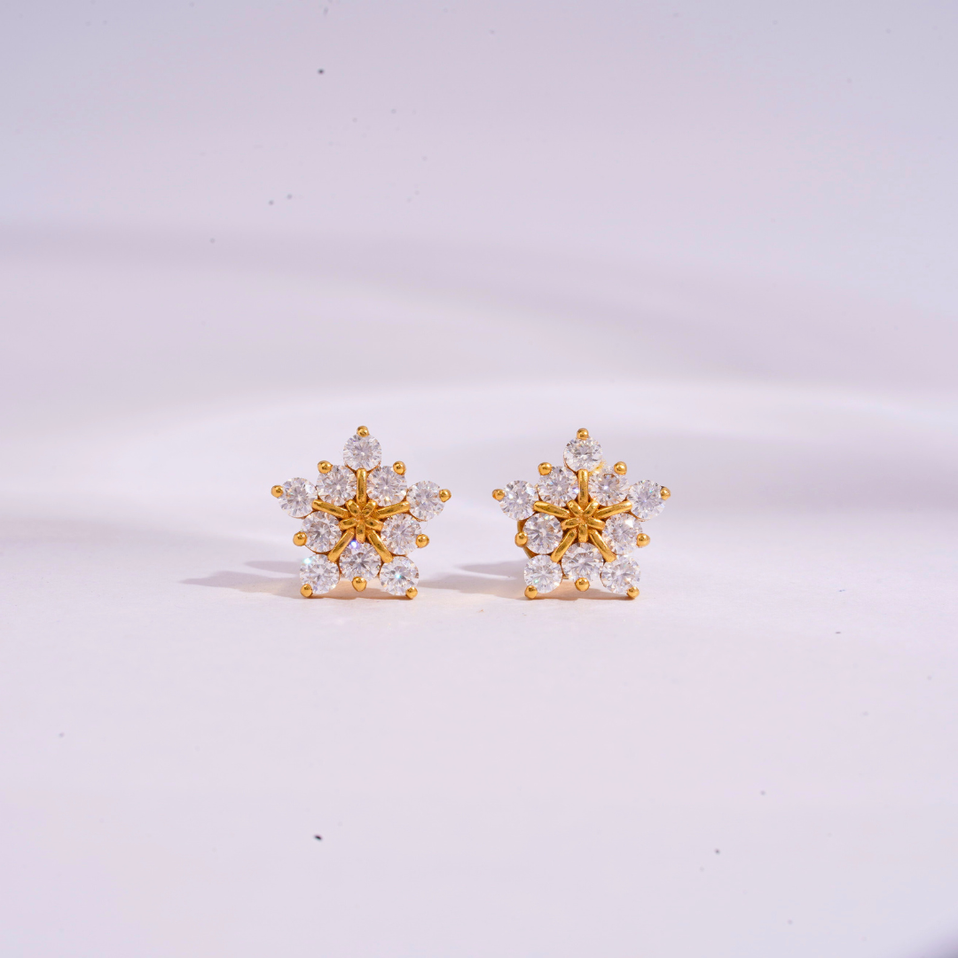 Snowflake Earrings in Moissanite and Lab Diamond by Vai Ra