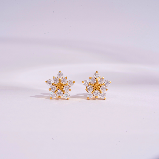 Snowflake Earrings in Moissanite and Lab Diamond by Vai Ra