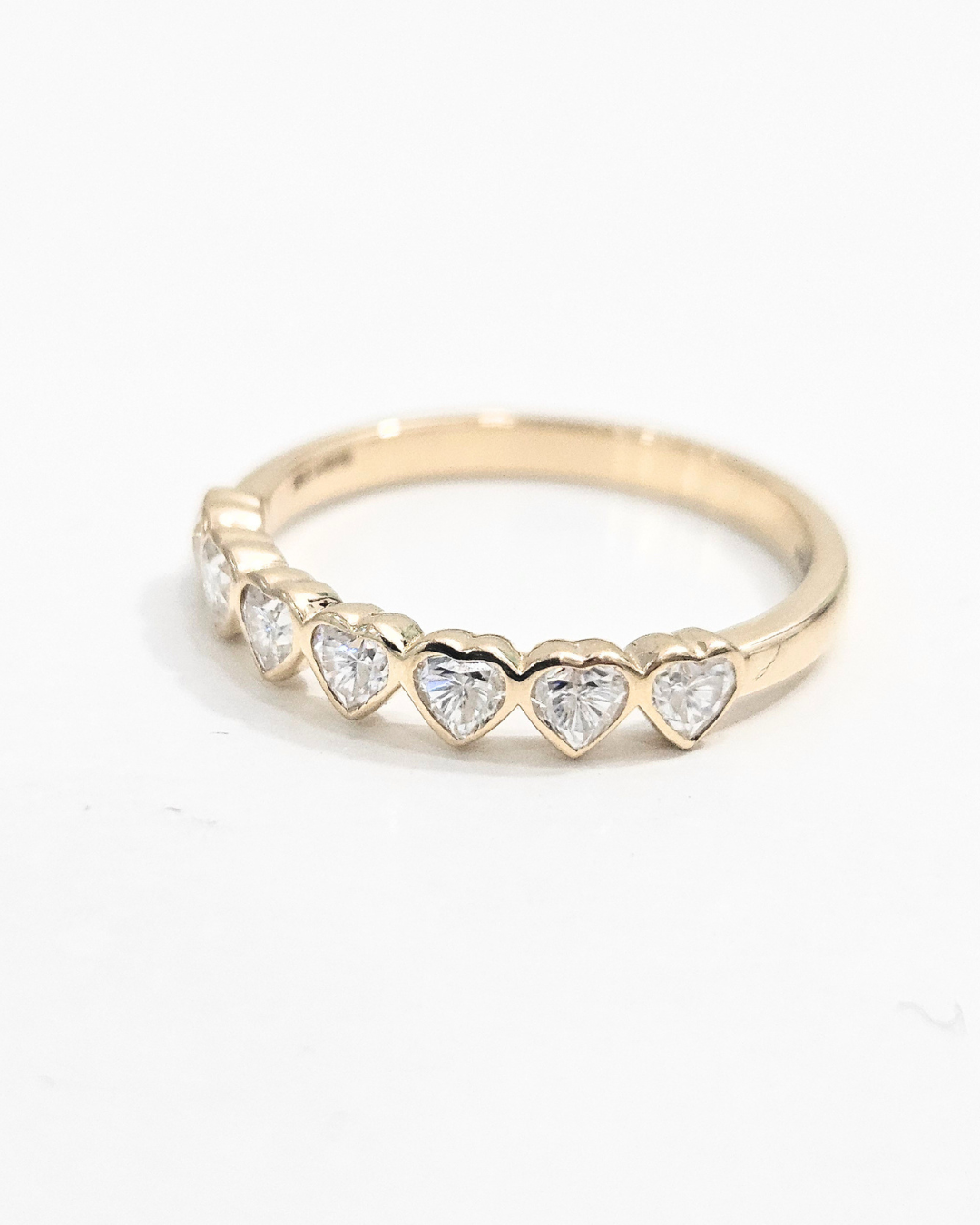 Mehr Heart Shaped Half Eternity Band in lab Diamond and Moissanite by Vai Ra