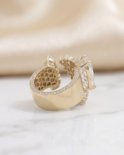 Maleka Pear Statement Ring by Vai Ra available in Moissanite & Lab Diamond