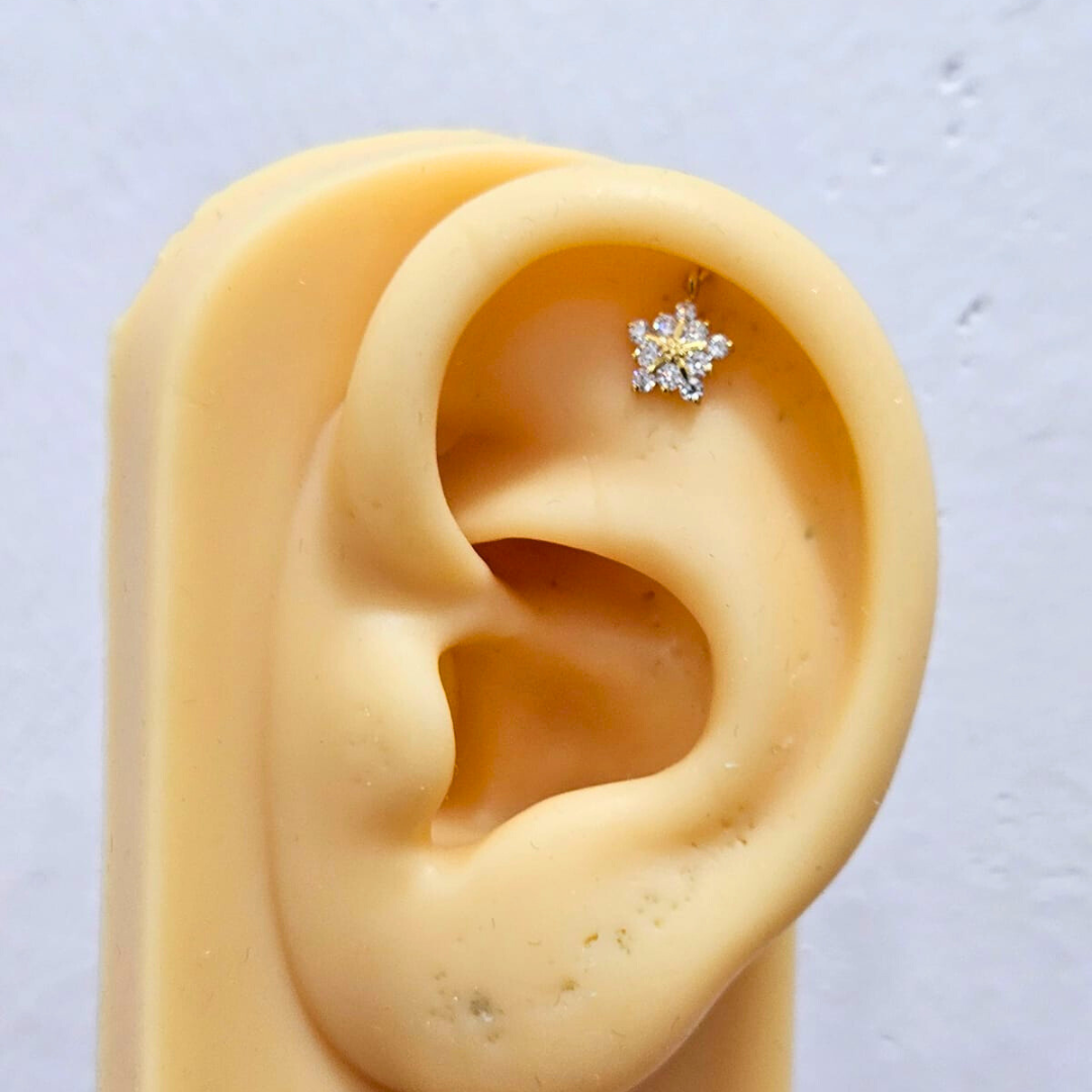 Snowflake Diamond and Moissanite Bugadi - Helix Piercing Earring by Vai Ra