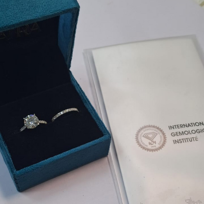 Syra Ring Set with Solitaire Ring and Eternity Band in Lab Diamond by Vai Ra