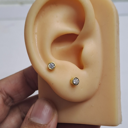 Round Bezel Piercing Earrings