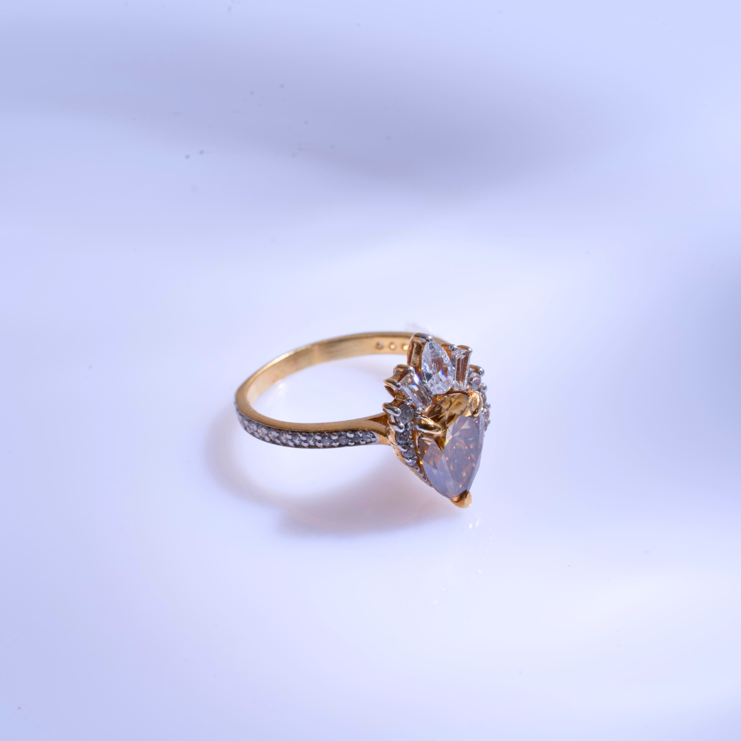 Champagne color moissanite ring 2.84 CT by Vai Ra