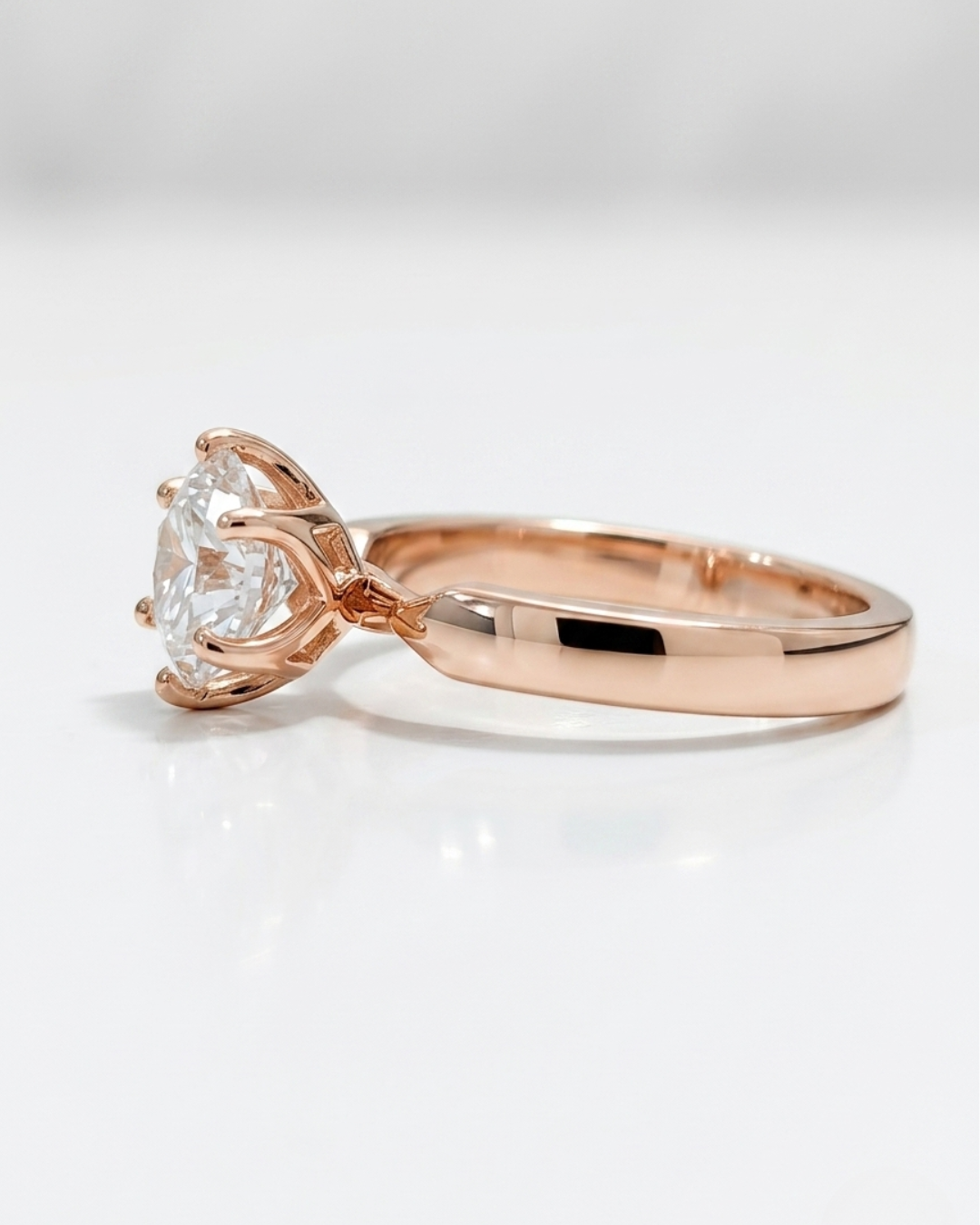Safira Solitaire Ring 6 Prong in Gold with Lab diamond/Moissanite diamond