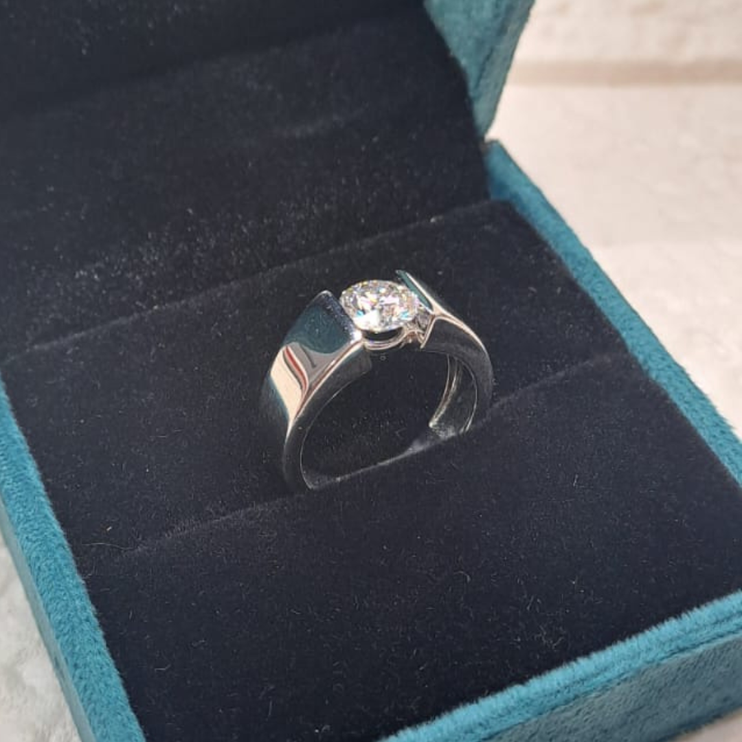 Ajax Men's Solitaire ring 1.5 CT in Moissanite and Gold