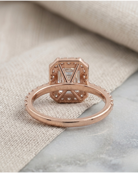 Aswi Emerald Cut Halo Engagement Ring by Vai Ra