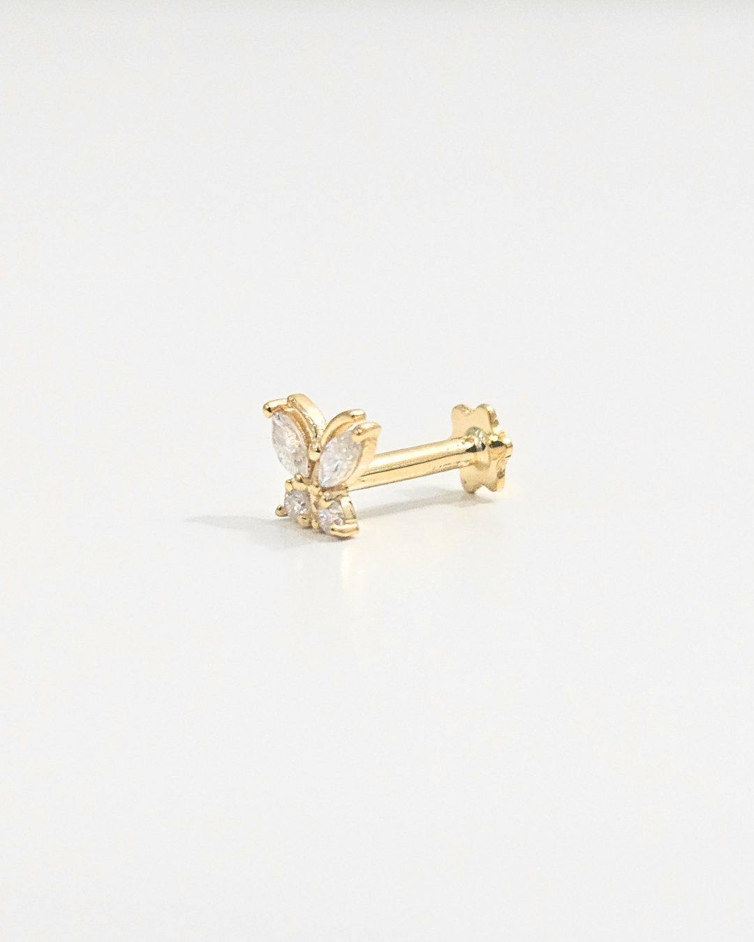 Butterfly Helix Stud Small Variant in Gold and Moissanite by Vai Ra