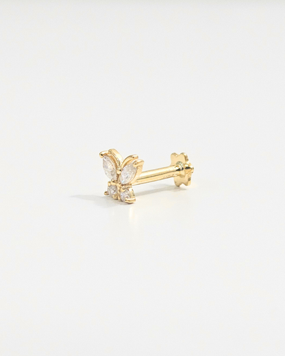 Butterfly Helix Stud Small Variant in Gold and Moissanite by Vai Ra
