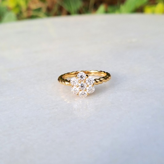 Prisha 0.7 CT Round Sidestone Ring Moissanite or Lab Diamond in Gold