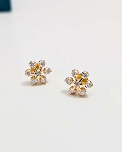 Aloka Floral Studs in Moissanite and Lab Diamond by Vai Ra