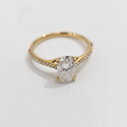 Mau Oval Solitaire Ring in Moissanite by Vai Ra 