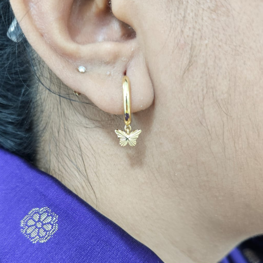Taruni Butterfly hoops in Gold by Vai Ra