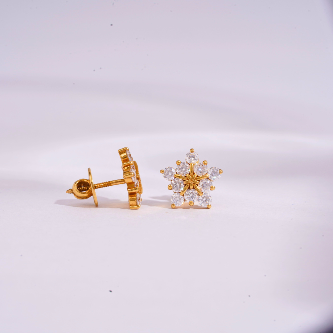 Snowflake Earrings in Moissanite and Lab Diamond by Vai Ra