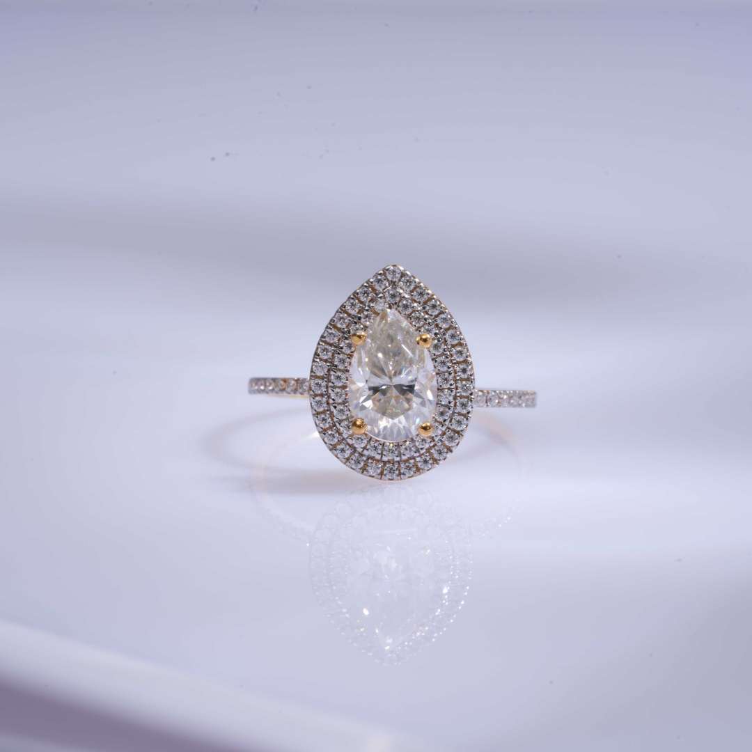 Shyla Halo Ring in Moissanite and Lab Diamond by Vai Ra