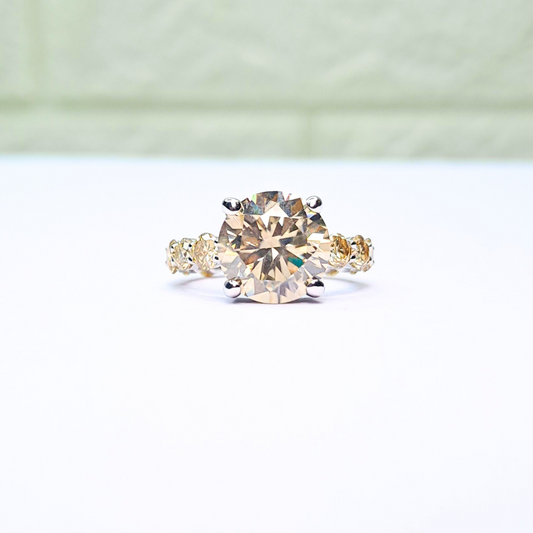 Jiva Yellow Diamond Halo Ring in Moissanite and Lab grown by Vai Ra