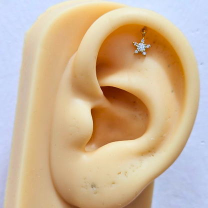 Star Diamond Bugadi - Helix Piercing Earring in Moissanite and Diamond by Vai Ra