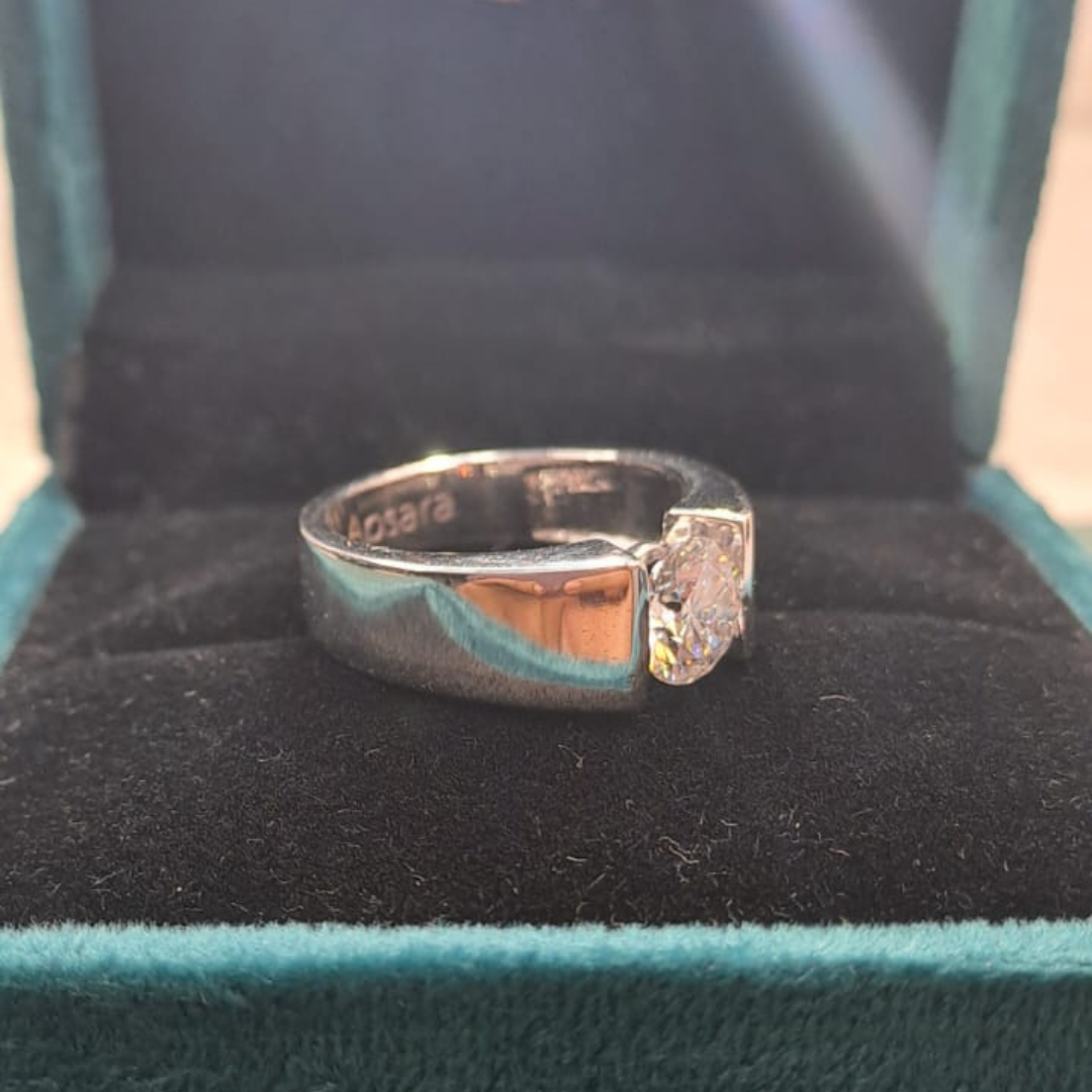 Ajax Men's Solitaire ring 1.5 CT in Moissanite and Gold