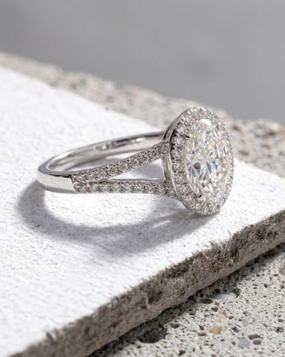 Vibha 2.8 CT Oval Halo Engagement Ring Available in Moissanite & Lab Diamond