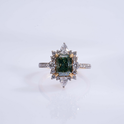 Teak Green Mystery (3.93CT) in Moissanite and Lab Diamond by Vai Ra
