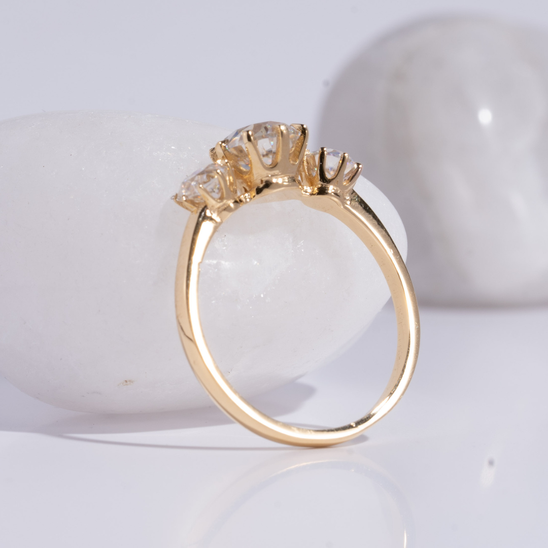 Adhira threestone Ring Moissanite lab diamond by Vai Ra