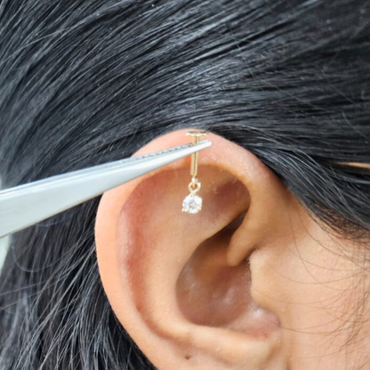 Round Stud Bugadi in Moissanite and Diamond by Vai Ra