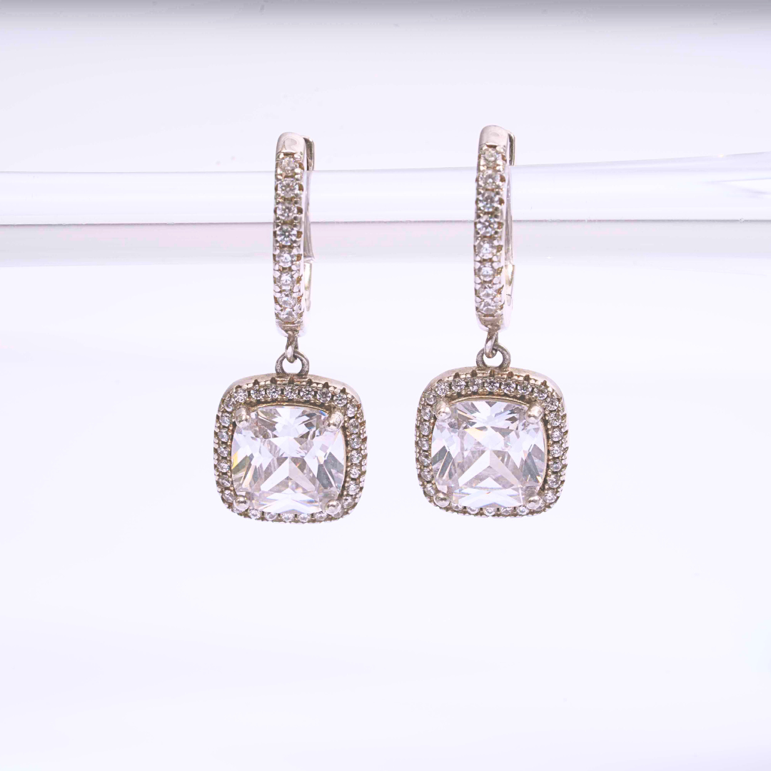 5 CT cushion Ear Hoops in Moissanite by Vai Ra