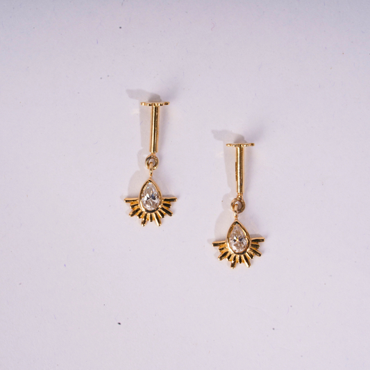 Sun Pear Bugadi Helix Piercings by Vai Ra in Moissanite and Lab Diamond
