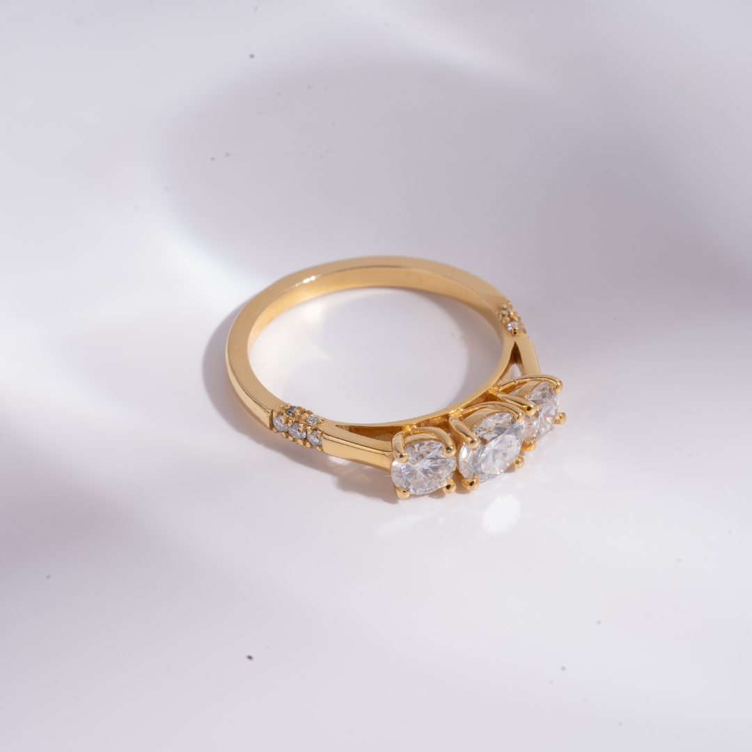 Zira Three Stone Ring in Moissanite by Vai Ra