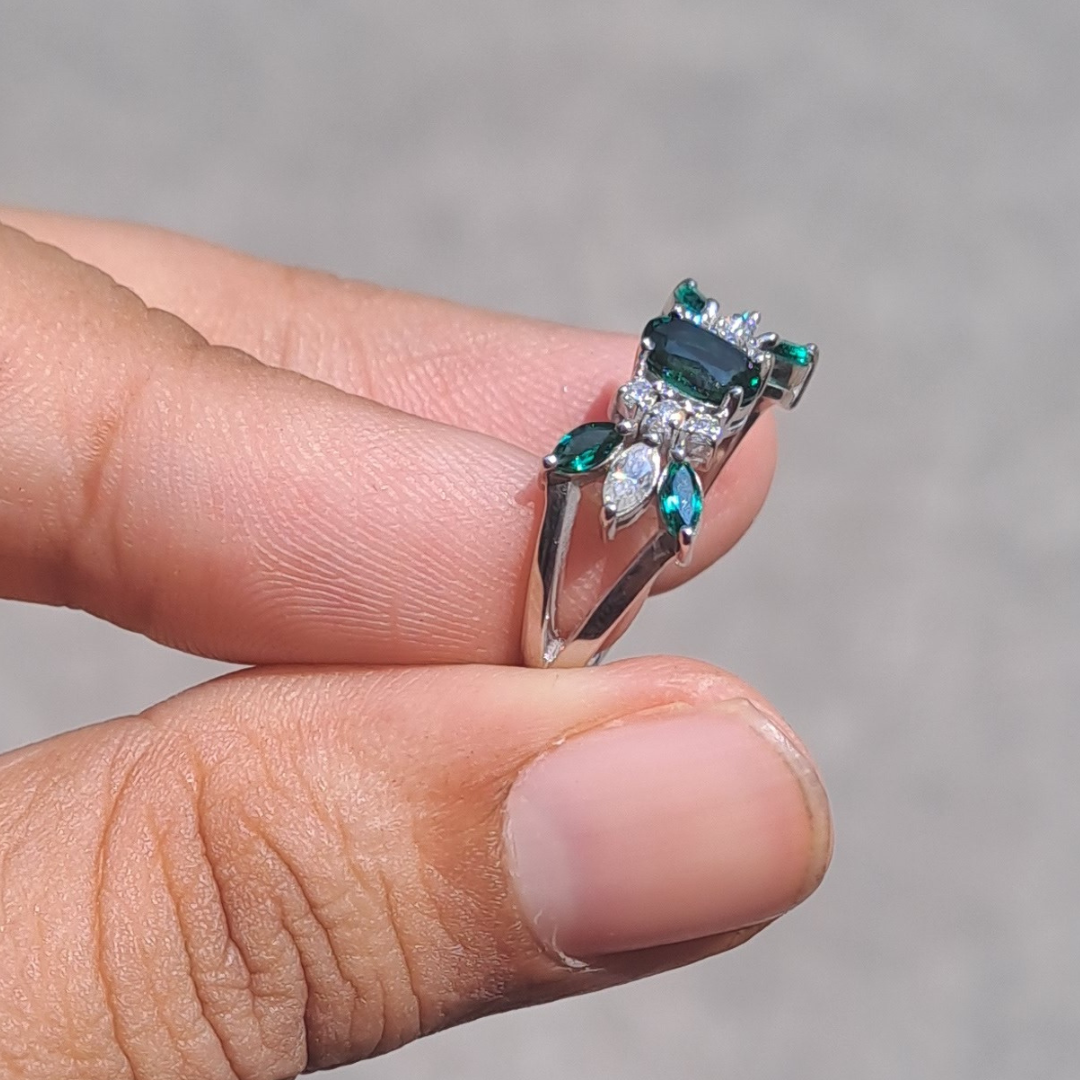 Vai Ra Emerald Ring with Moissanite
