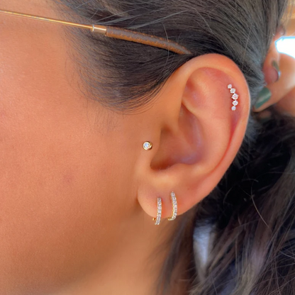 Five Stone Prong Piercing Earrings