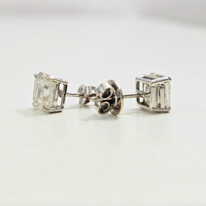 Asscher Solitaire Moissanite Earring (4.7 CT in 18KT Gold)
