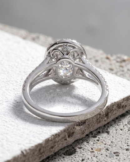 Vibha 2.8 CT Oval Halo Engagement Ring Available in Moissanite & Lab Diamond