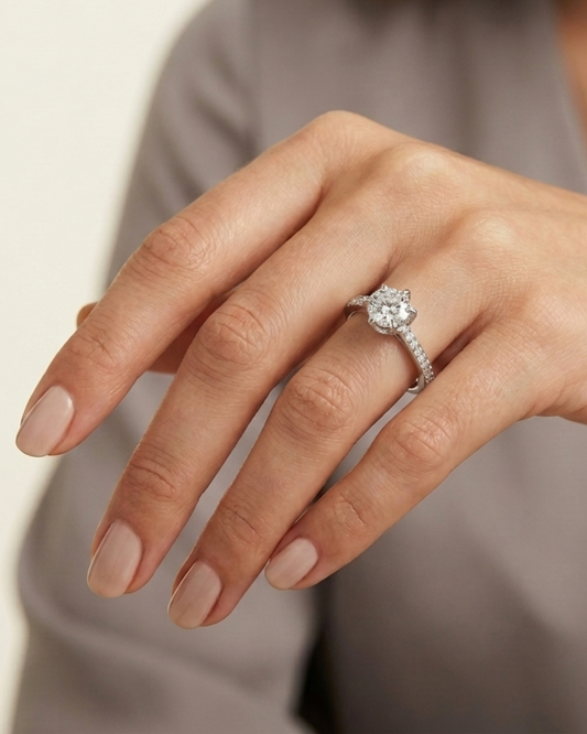Rhea 1.62 CT Solitaire Ring in Lab Diamond or Moissanite by Vai Ra