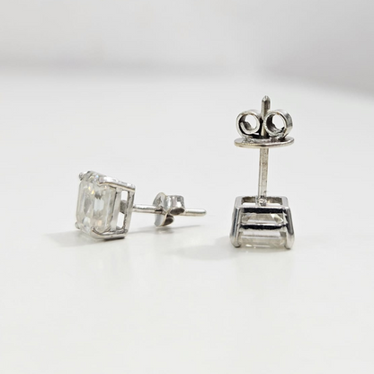 Asscher Solitaire Moissanite Earring (4.7 CT in 18KT Gold)
