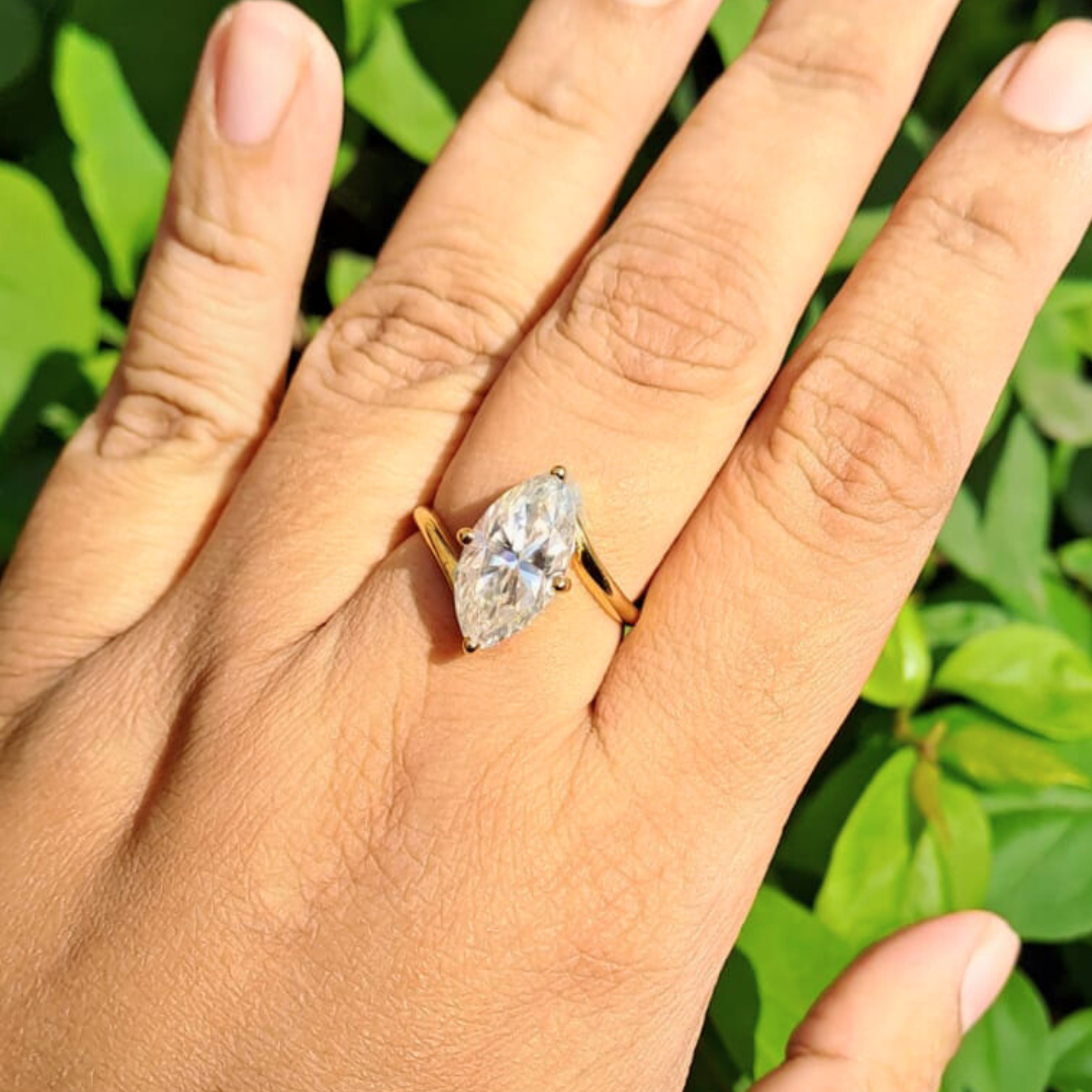 Altira Marquise Solitaire Ring in Moissanite by Vai Ra