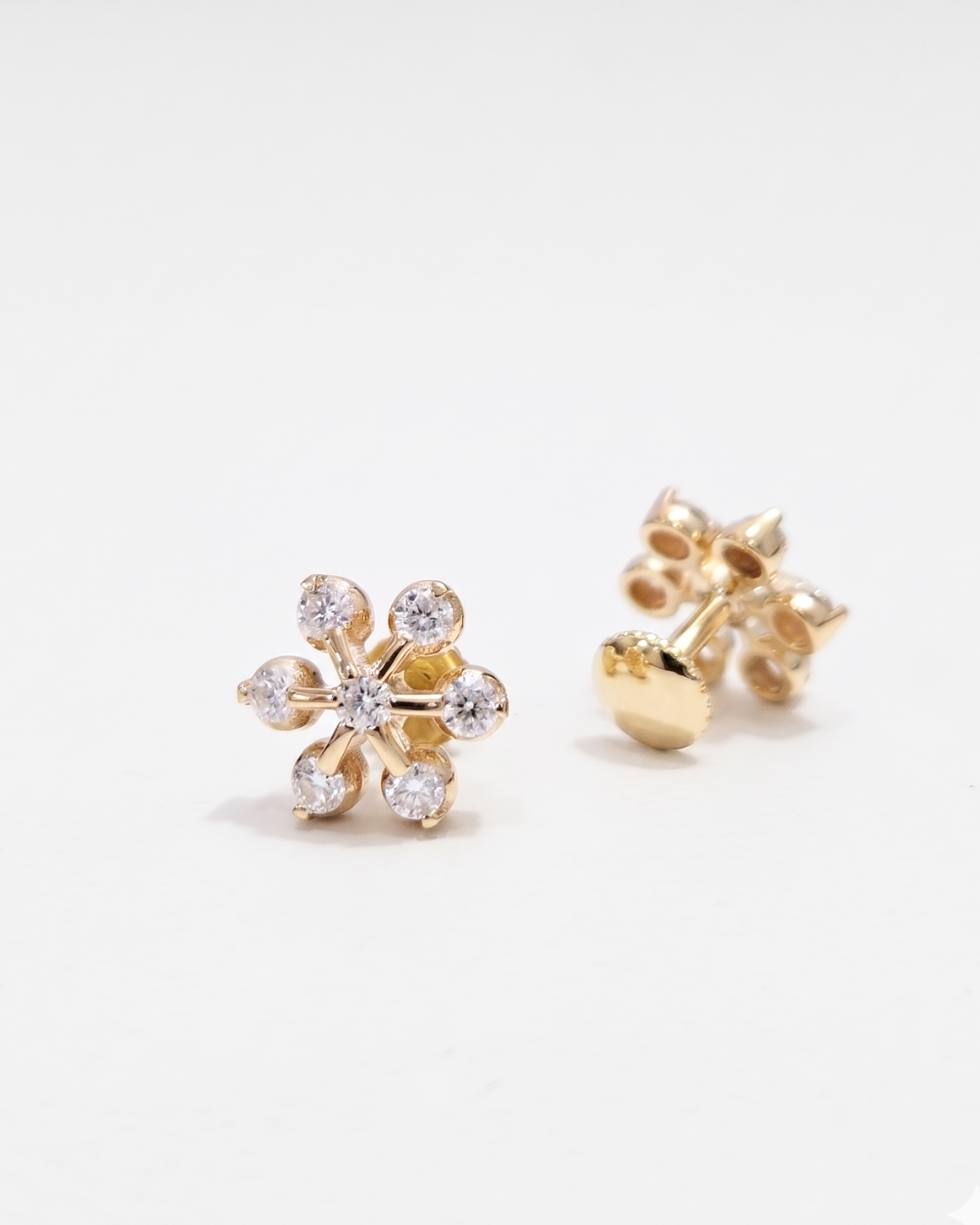 Aloka Floral Studs in Moissanite and Lab Diamond by Vai Ra