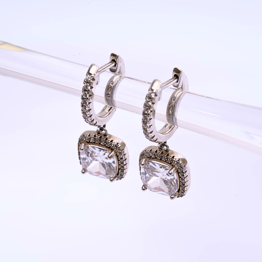 5 CT cushion Ear Hoops in Moissanite by Vai Ra
