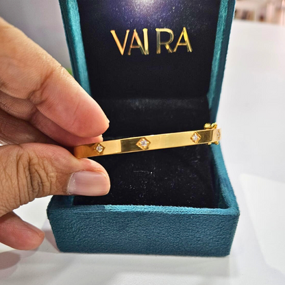 Anvika Four Stone Bangle in Lab diamond and moissanite by Vai Ra