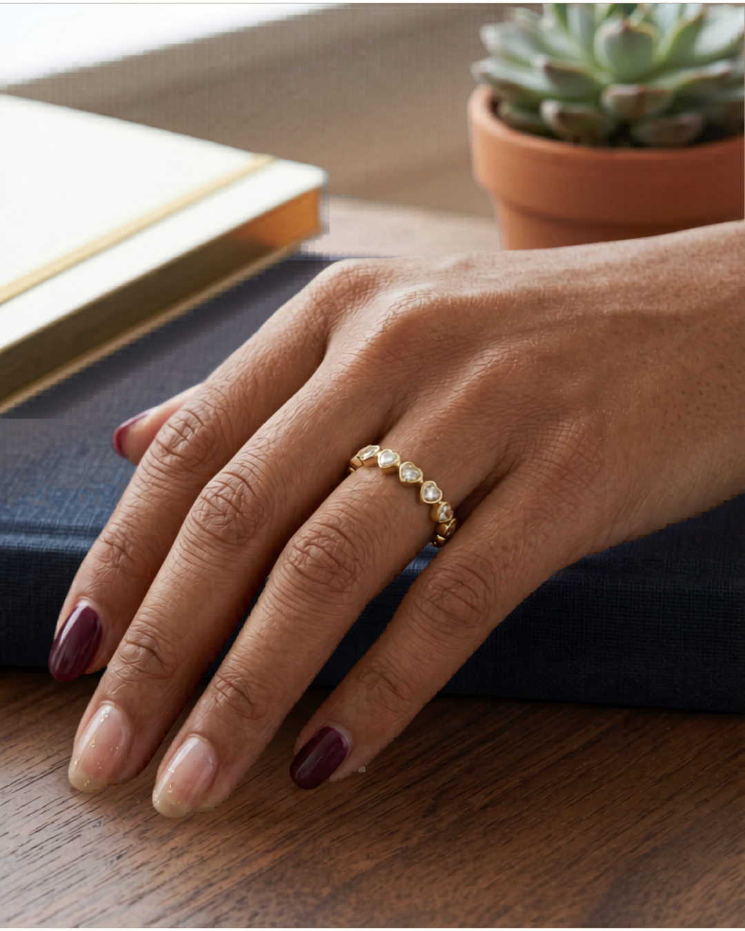 Mehr Heart Shaped Half Eternity Band in lab Diamond and Moissanite by Vai Ra