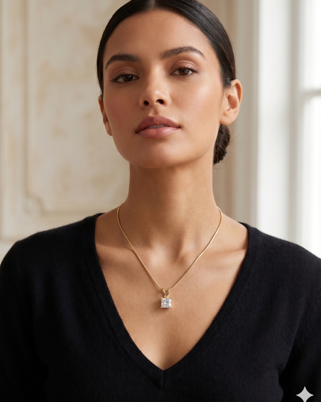 Reva 2 CT Princess Cut Pendant in Moissanite or Lab Diamond by Vai Ra