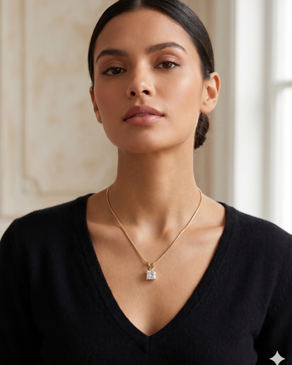 Reva 2 CT Princess Cut Pendant in Moissanite or Lab Diamond by Vai Ra