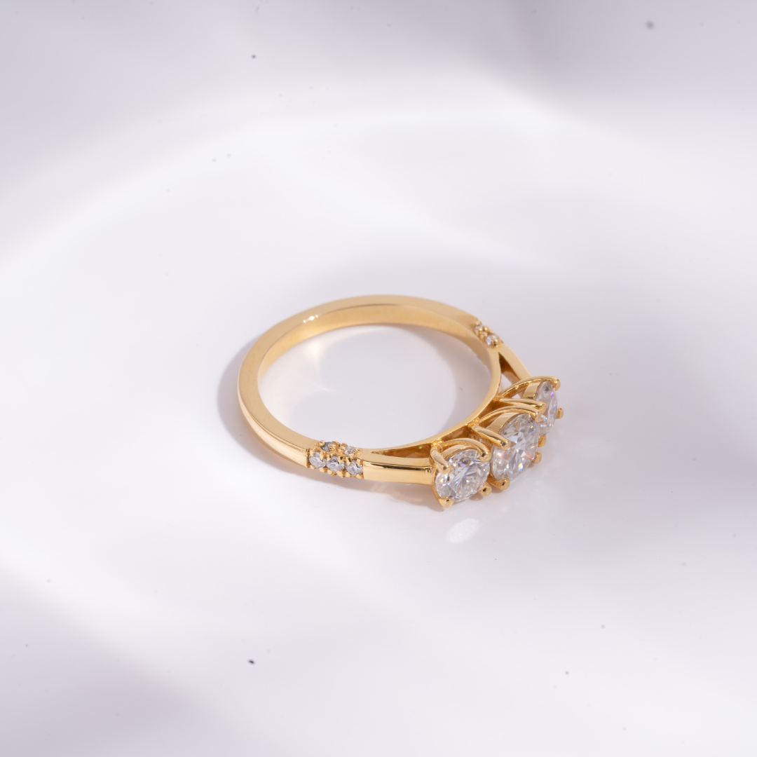 Zira Three Stone Ring in Moissanite by Vai Ra
