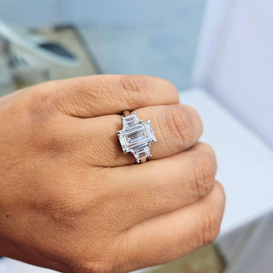 Trisa 5 CT Three Stone Engagement Ring in Moissanite & Lab Diamond by  Vai Ra