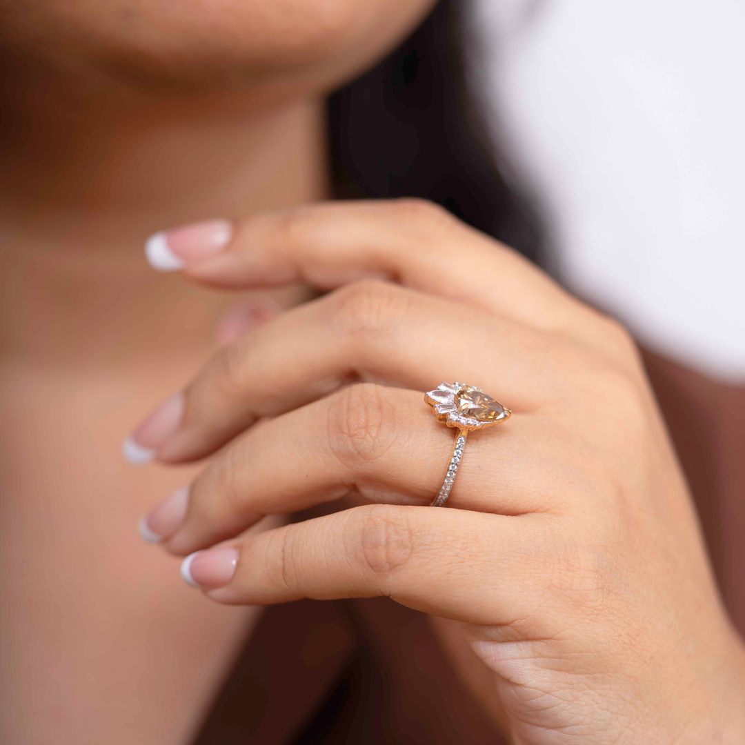 Champagne color moissanite ring 2.84 CT by Vai Ra