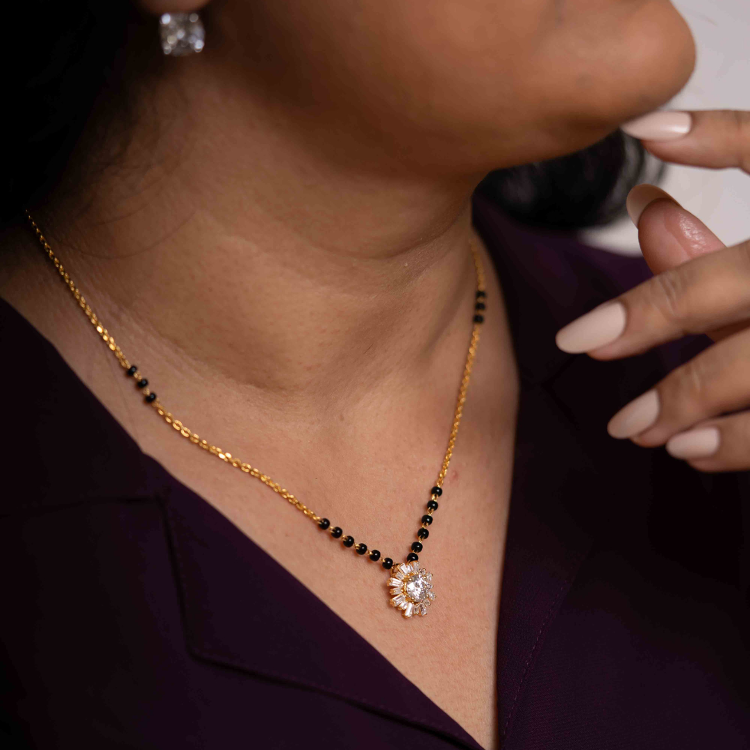 Suryamukhi  Mangalsutra in Moissanite and lab grown diamond by Vai Ra